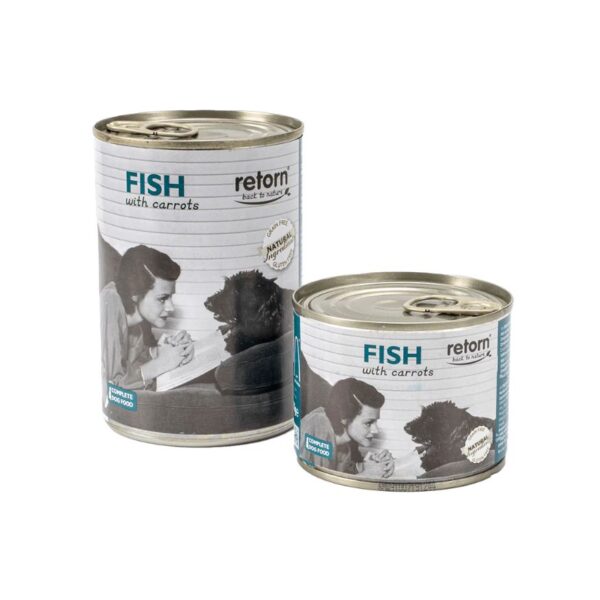 Latas de pescado con zanahorias para perros - natural y monoproteica